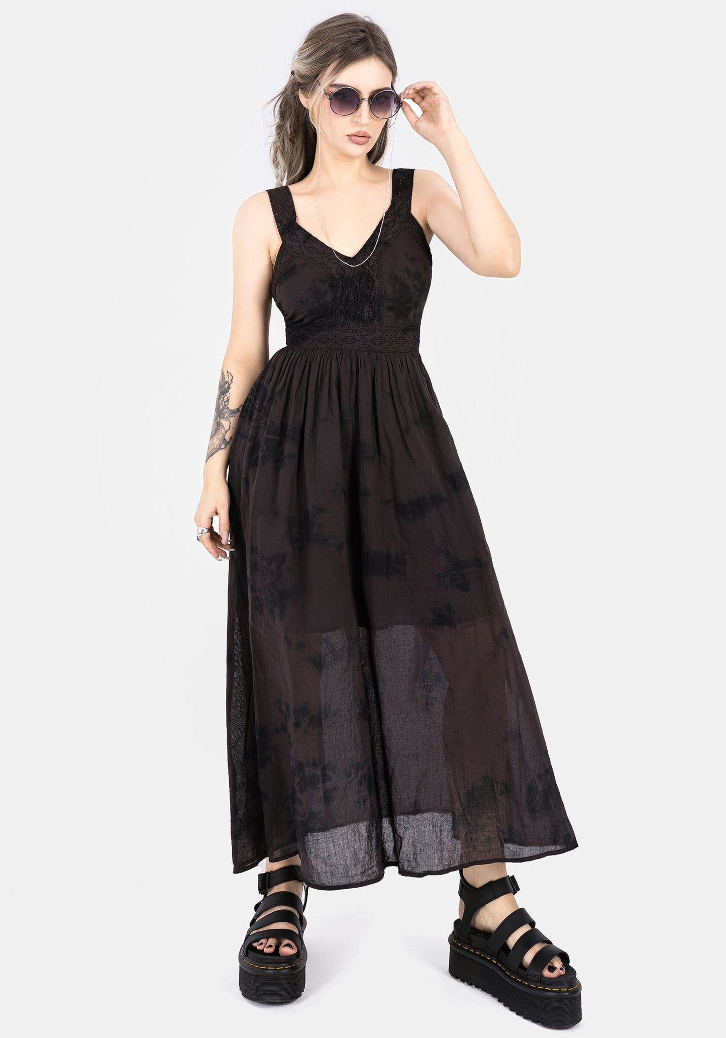 Burnout Tie Die Cotton Midaxi Dress