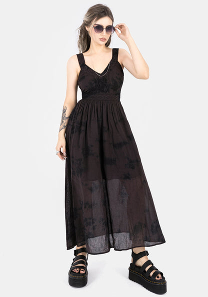 Burnout Tie Die Cotton Midaxi Dress