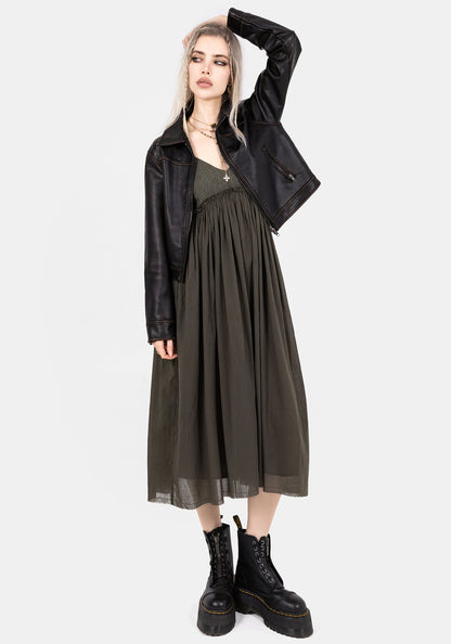 Thyme Cotton Plunge Neck Cami Midi Dress