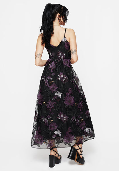 Estrid Embroidered Mesh Midaxi Cami Dress