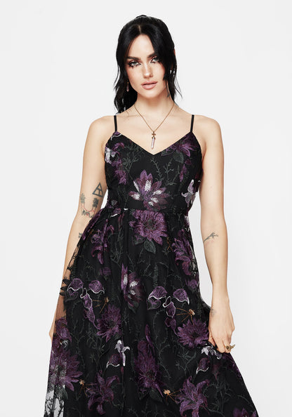 Estrid Embroidered Mesh Midaxi Cami Dress