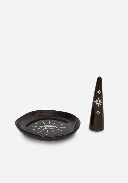 Ura Mystic Eye Trinket Tray and Ring Holder Set (2 Piece Set)