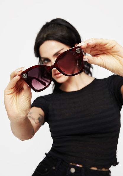 Claustrum Gothic Key Tortoiseshell Sunglasses - Red