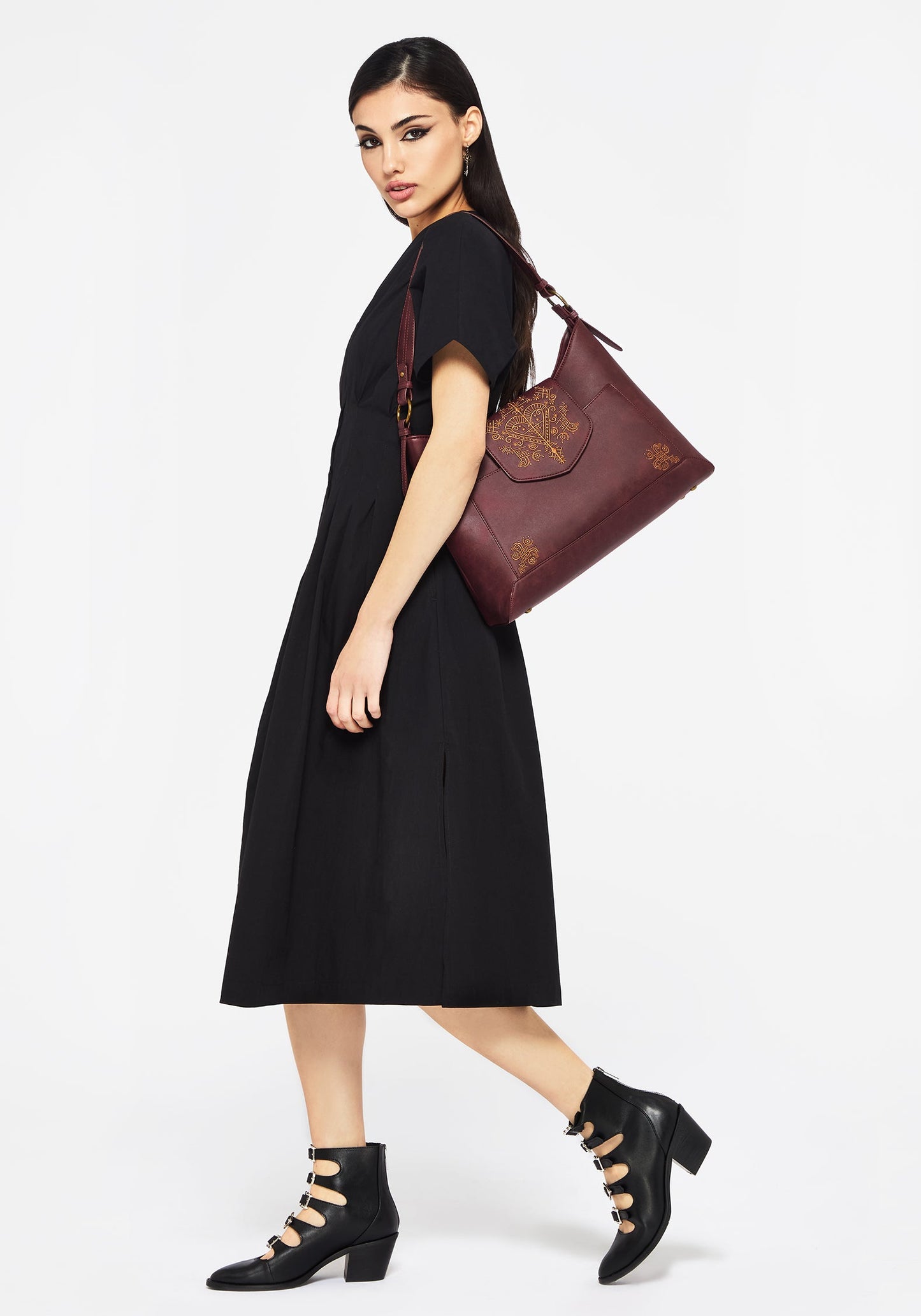 Neriene Embroidered Slouchy Shoulder Bag