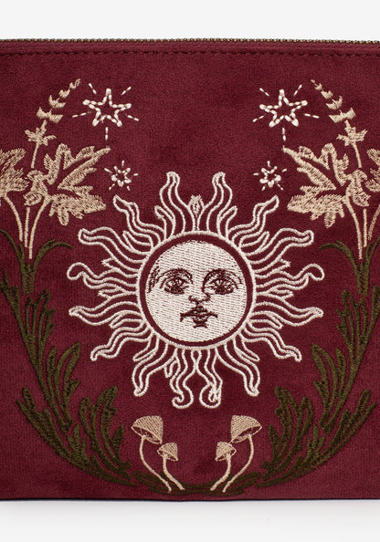 Splendour Floral Sun Embroidered Velour Zip Pouch Set