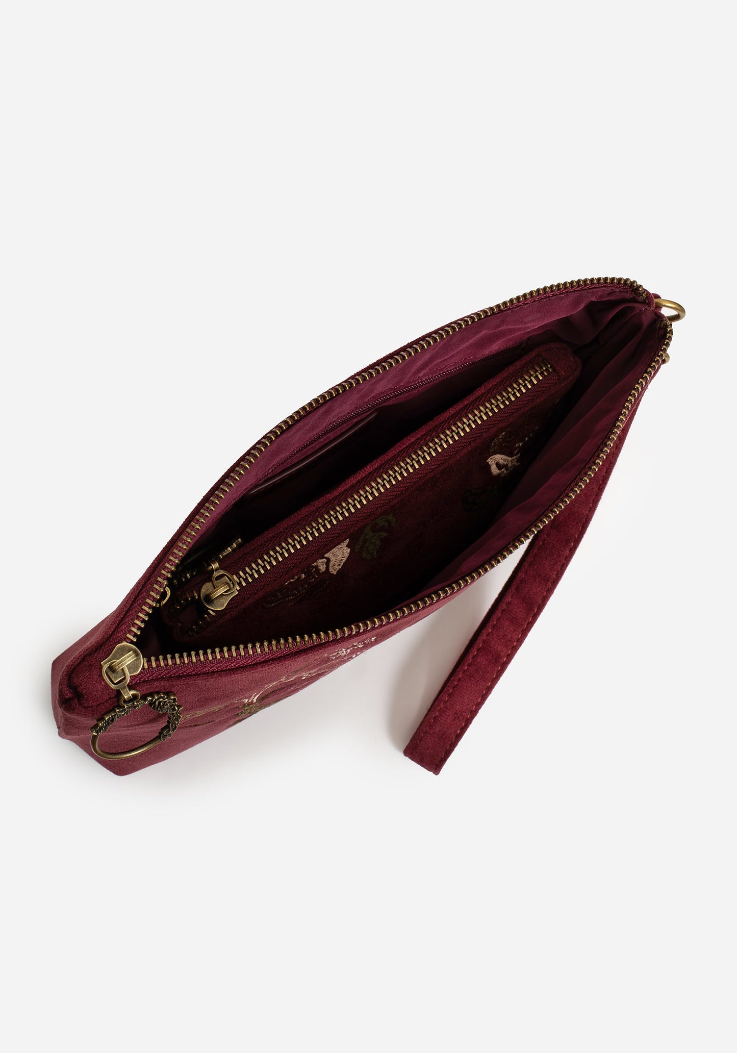 Splendour Floral Sun Embroidered Velour Zip Pouch Set