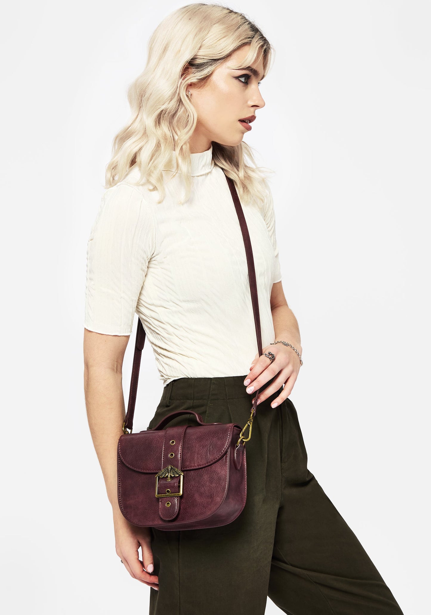 Rosamoth Buckle Crossbody Satchel Bag