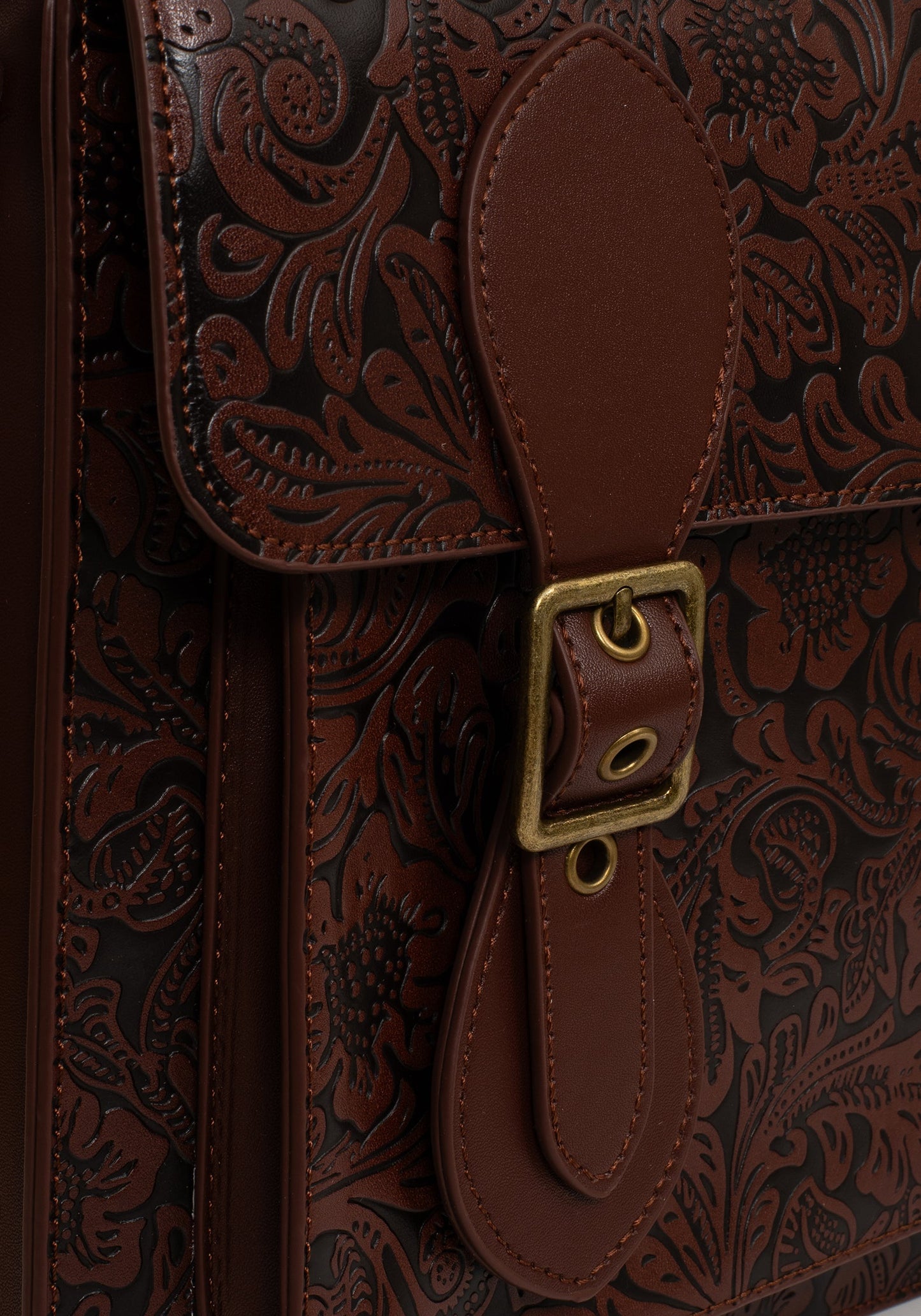 Sunder Floral Debossed Crossbody Satchel Bag