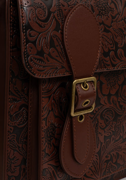 Sunder Floral Debossed Crossbody Satchel Bag