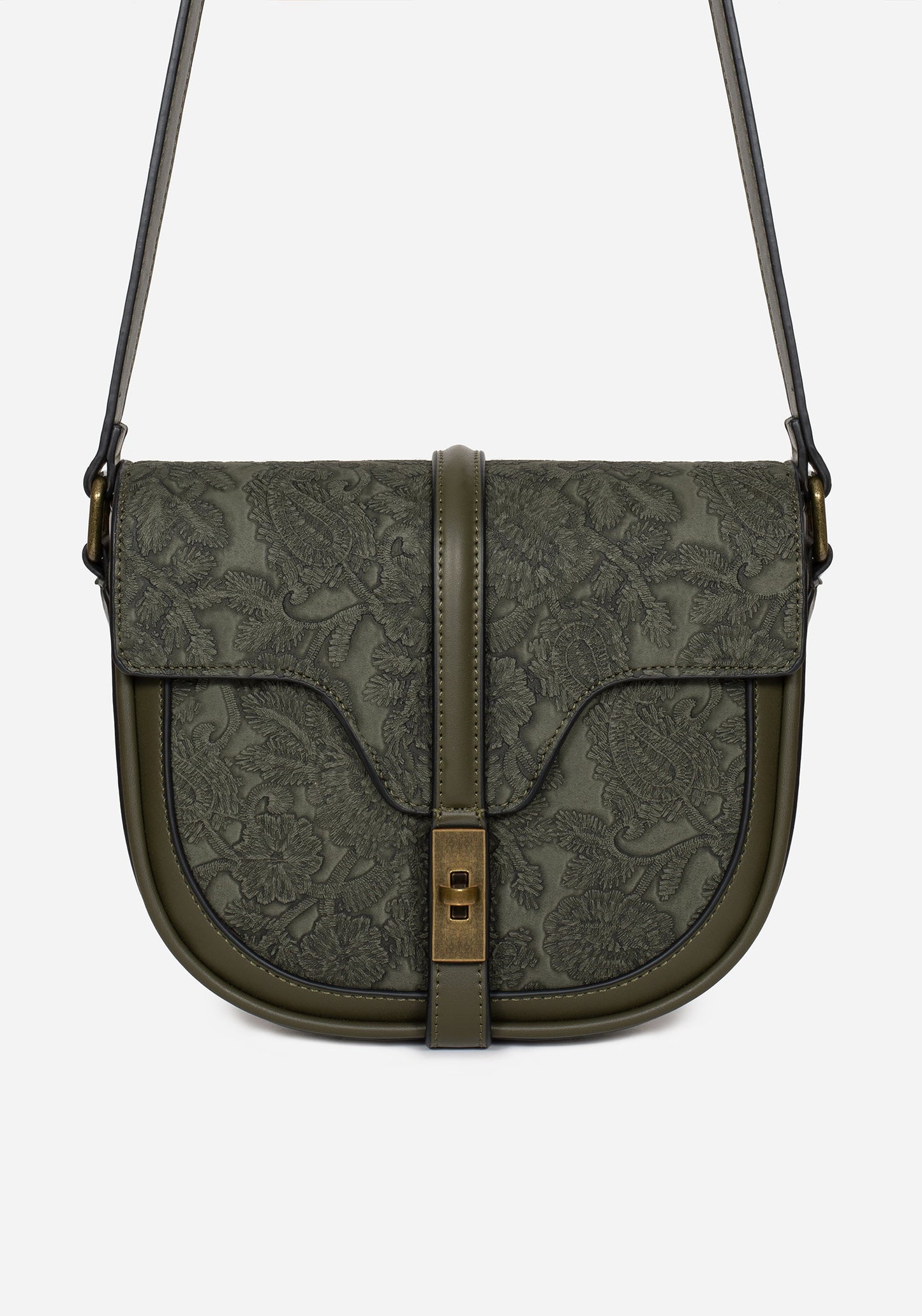 Cypress Paisley Debossed Crossbody Satchel Bag - Green