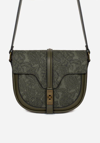 Cypress Paisley Debossed Crossbody Satchel Bag - Green