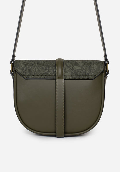 Cypress Paisley Debossed Crossbody Satchel Bag - Green