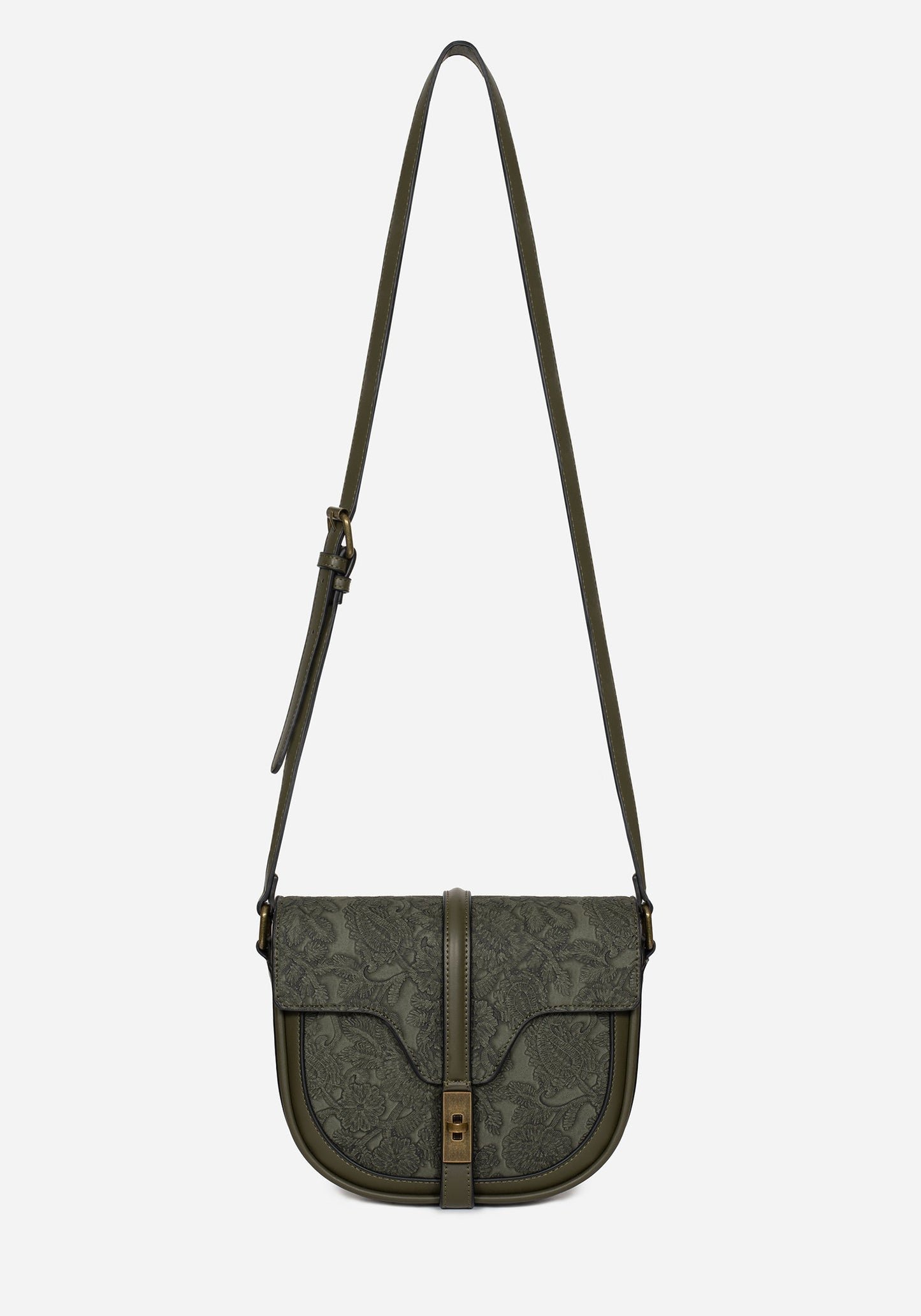 Cypress Paisley Debossed Crossbody Satchel Bag - Green