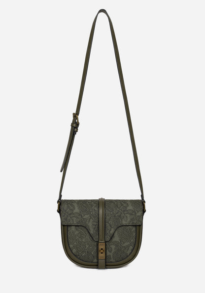 Cypress Paisley Debossed Crossbody Satchel Bag - Green