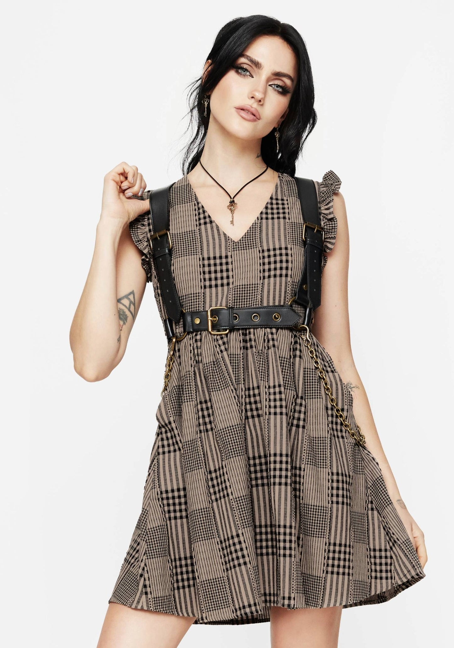 Mabel Check Mini Skater Dress