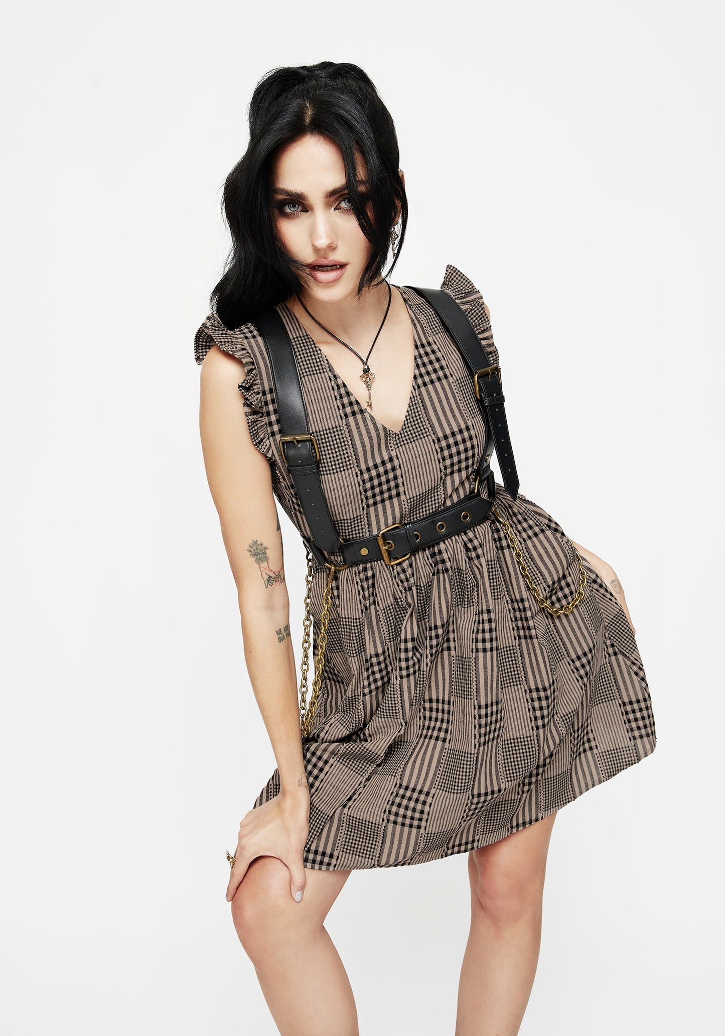 Mabel Check Mini Skater Dress