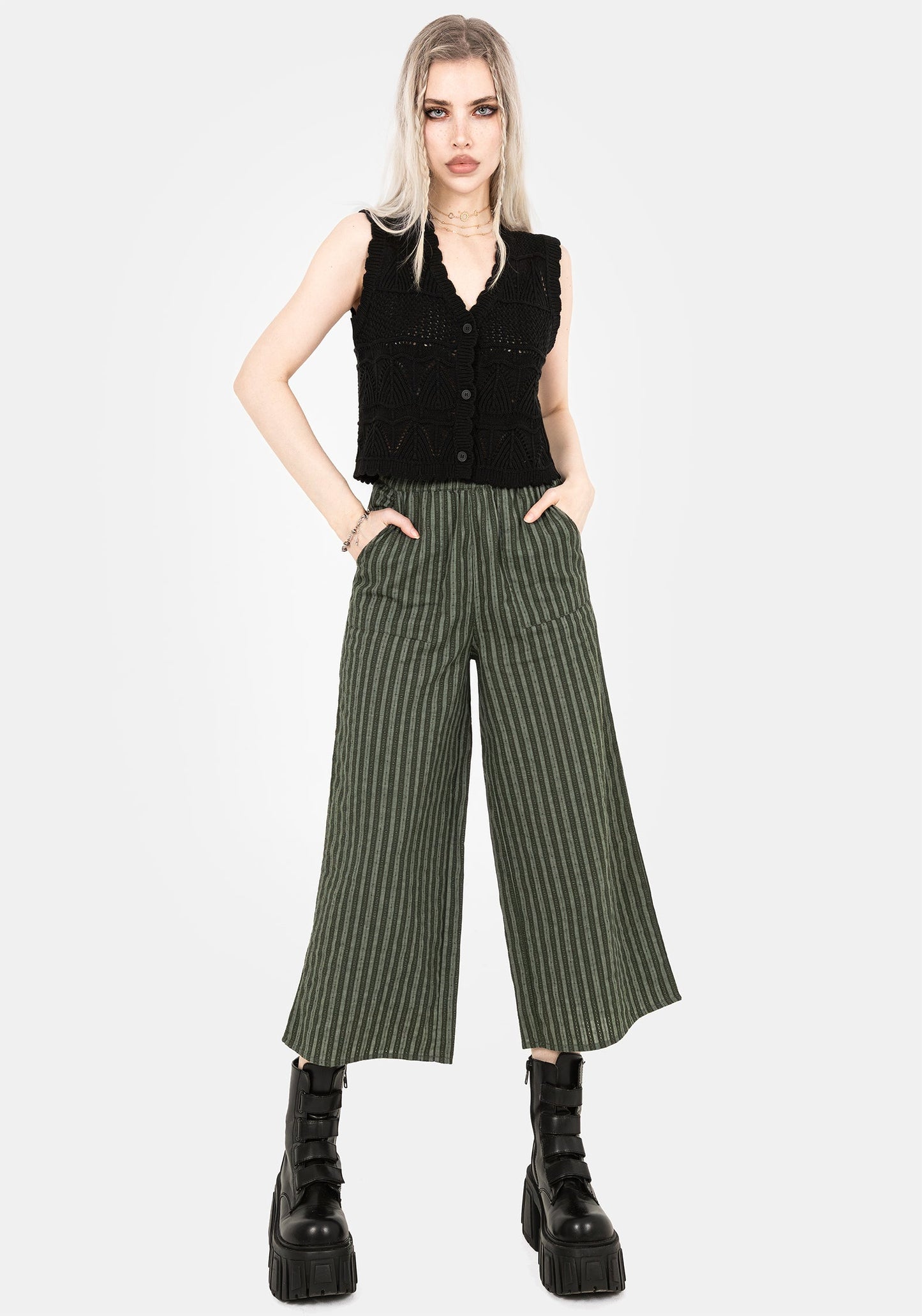 Memorantia Wide Leg Culottes - Green