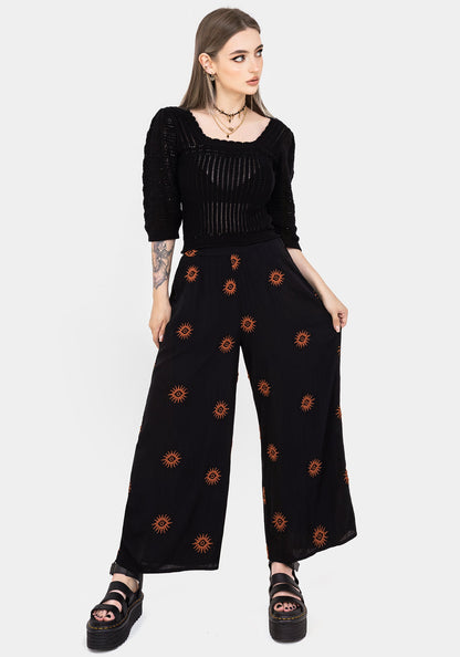 Solstice Embroidered Wide Leg Culotte