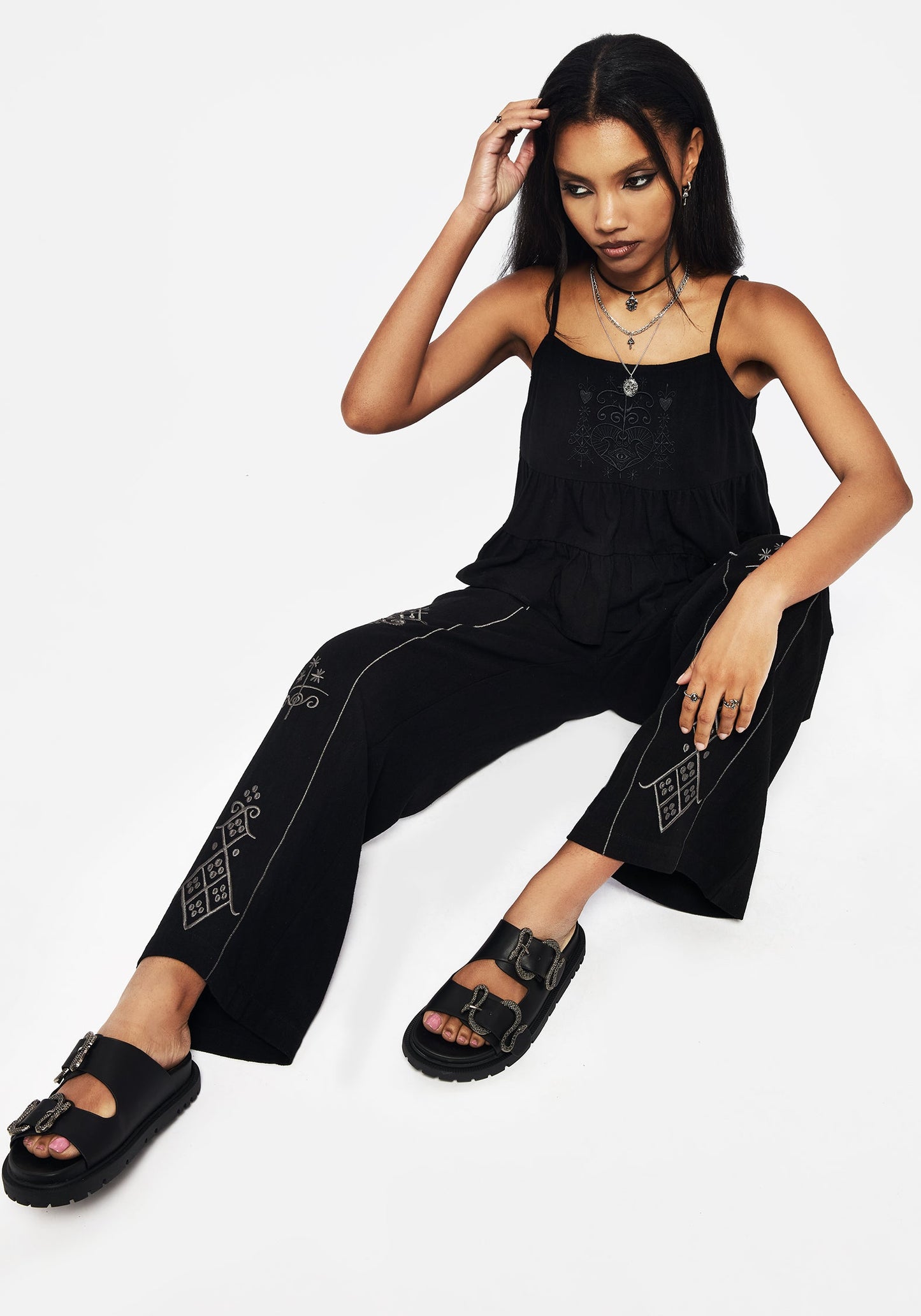 Merrymount Embroidered Wide Leg Trouser