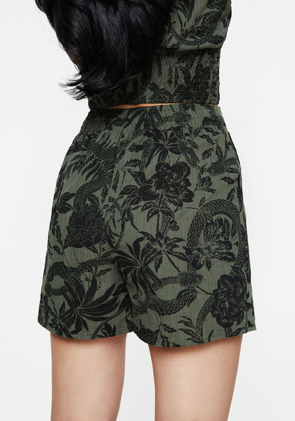 Bashe Cotton Wide Leg Shorts - Green