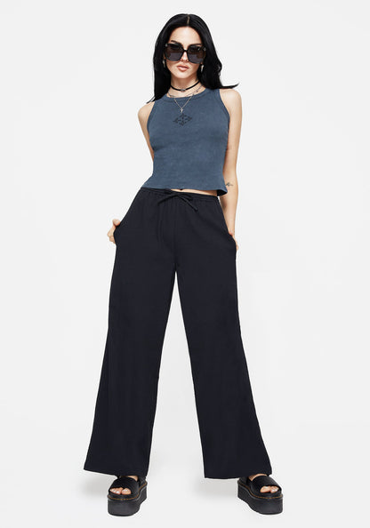 Rian Seersucker Straight Leg Trousers