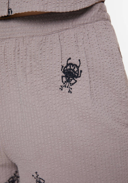 Stag Beetle Embroidered Shorts