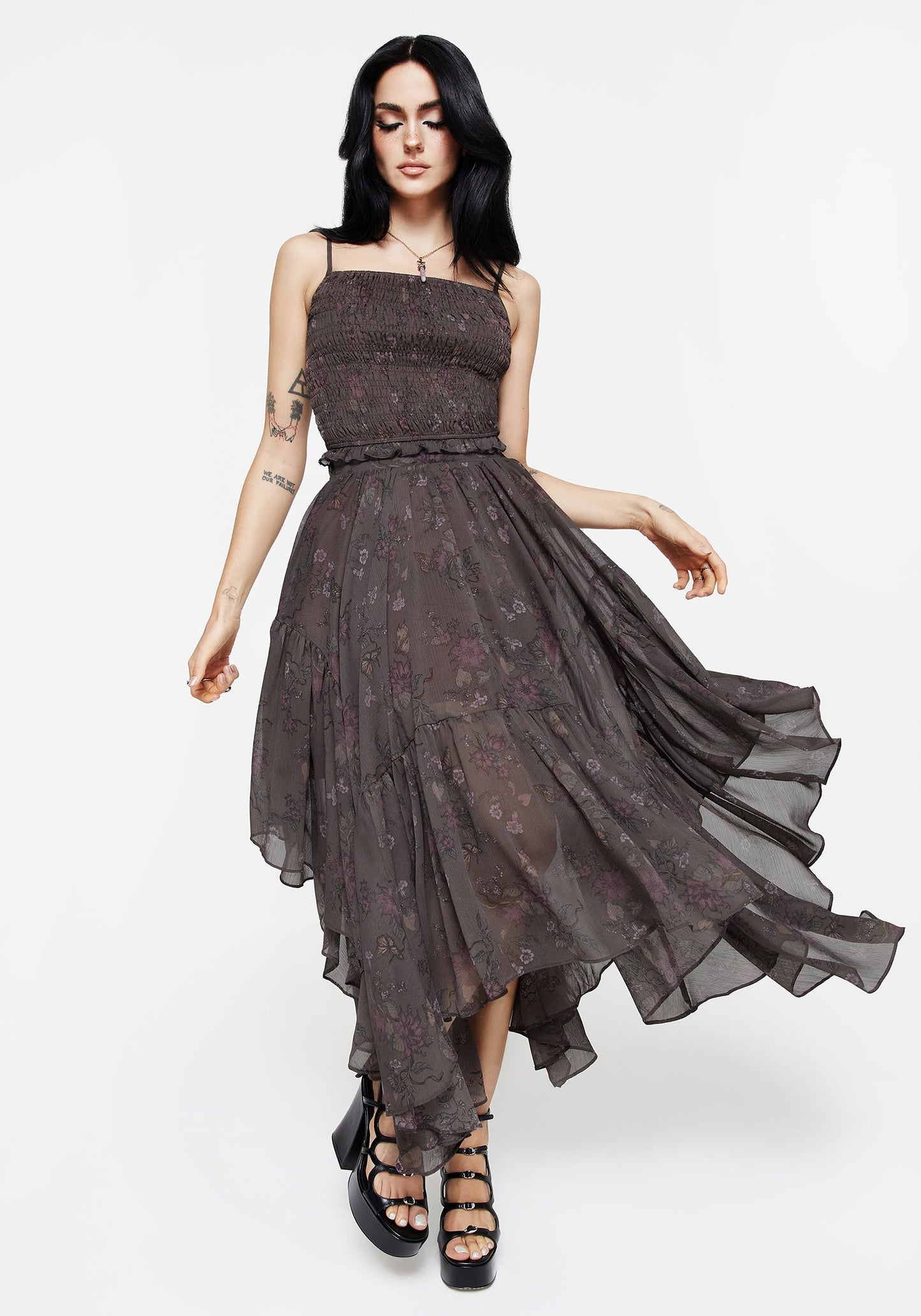 Arnora Chiffon Handkerchief Hem Midaxi Skirt