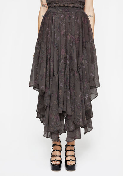 Arnora Chiffon Handkerchief Hem Midaxi Skirt