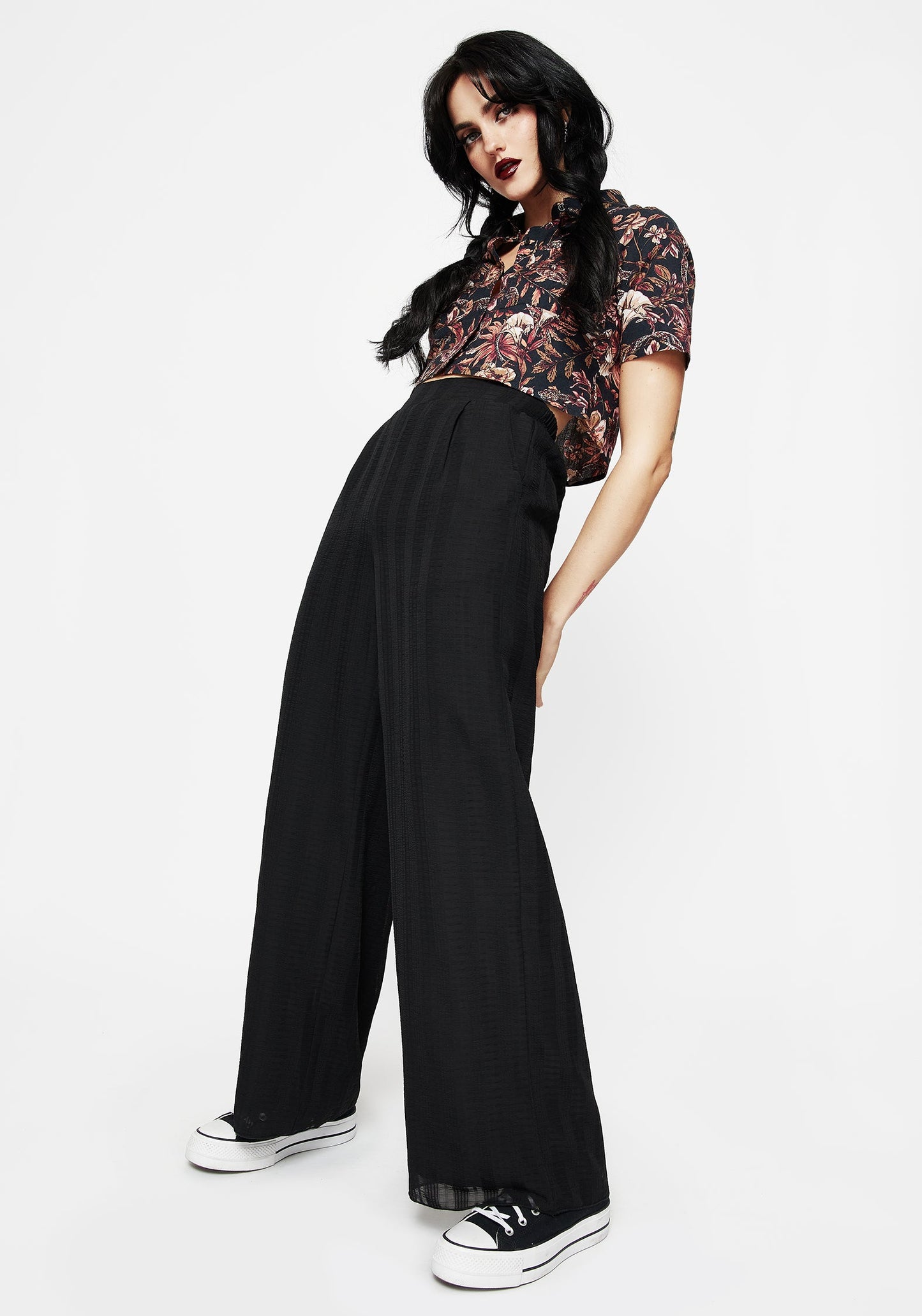 Tabitha Wide Leg Check Trousers
