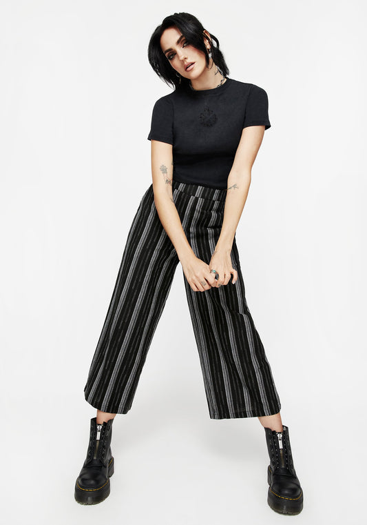 Clandestine Stripe Cotton-Blend Culottes