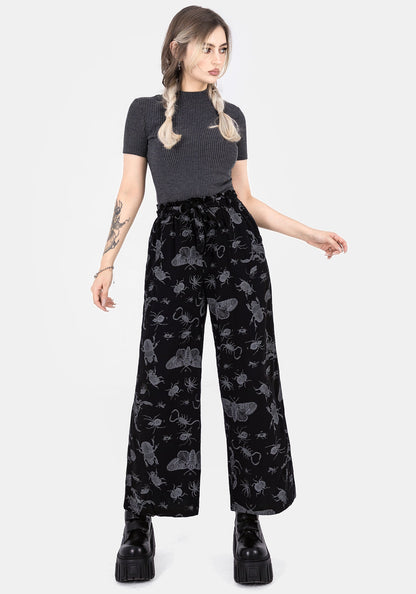 Parasite Bugs Wide Leg Paperbag Culotte Trousers - Black