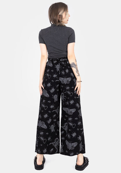 Parasite Bugs Wide Leg Paperbag Culotte Trousers - Black