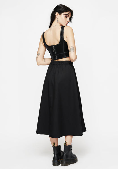 Nightingale Buckled Midi Skirt - Black