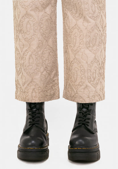 Suma Cotton Textured Pull On Tapered Trouser