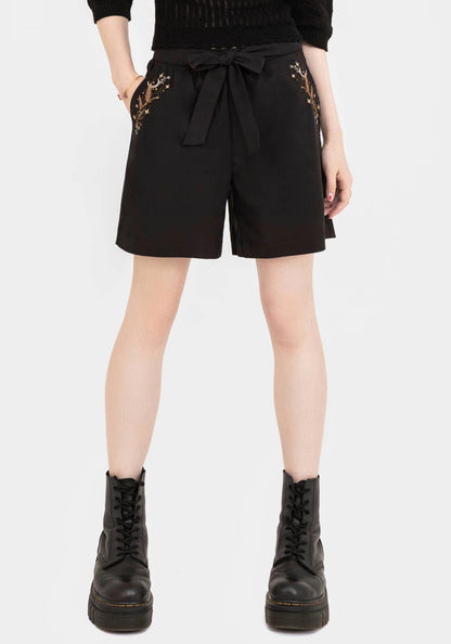 Abellona Embroidered Belted Short