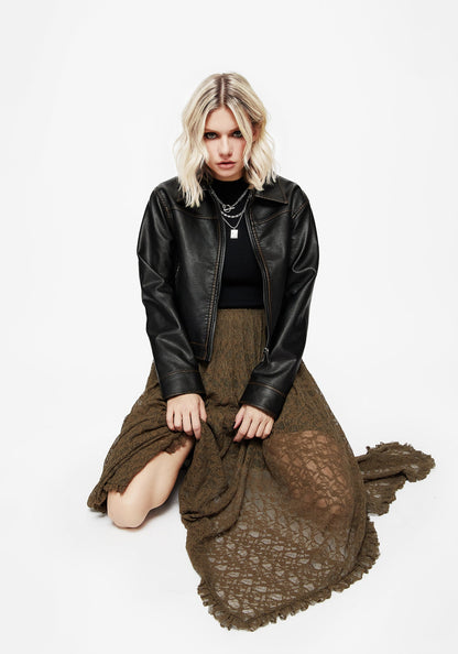 Myrtle Floral Lace Handkerchief Hem Midi Skirt