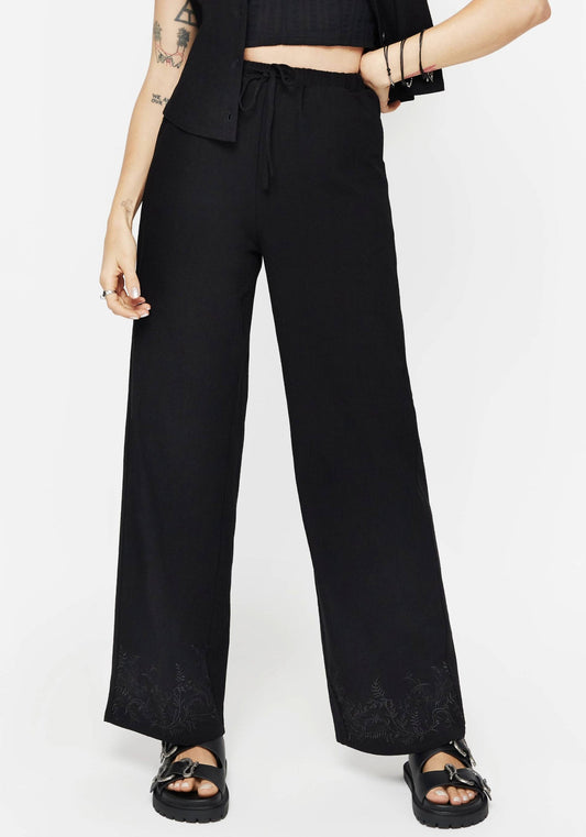 Thorell Embroidered Cotton Wide Leg Trousers