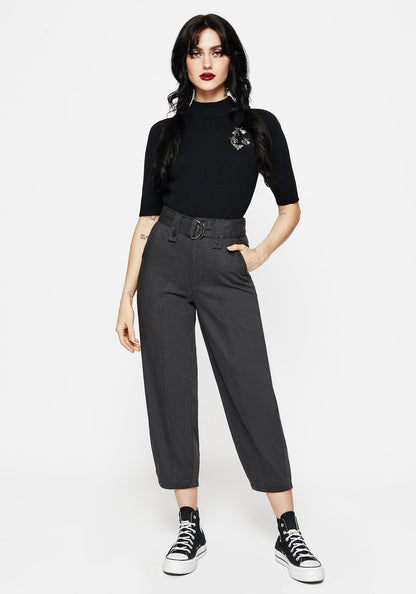 Pinhead Embroidered Belted Balloon Leg Trousers