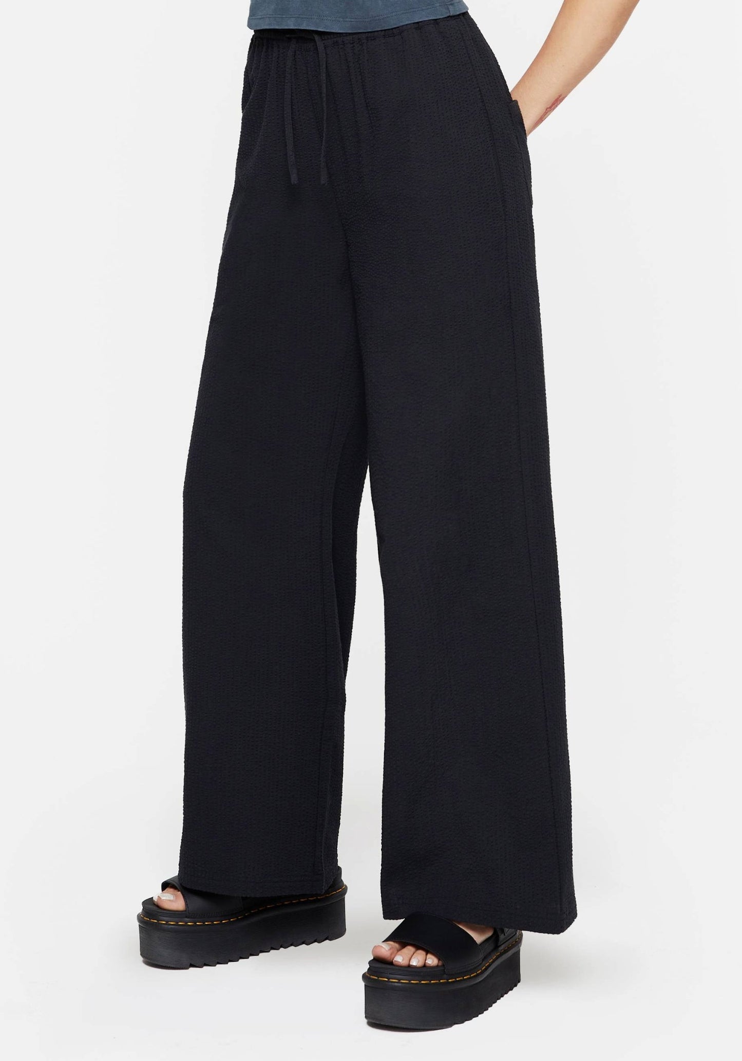 Rian Seersucker Straight Leg Trousers