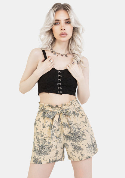 Maypole Cotton Print Paperbag Shorts