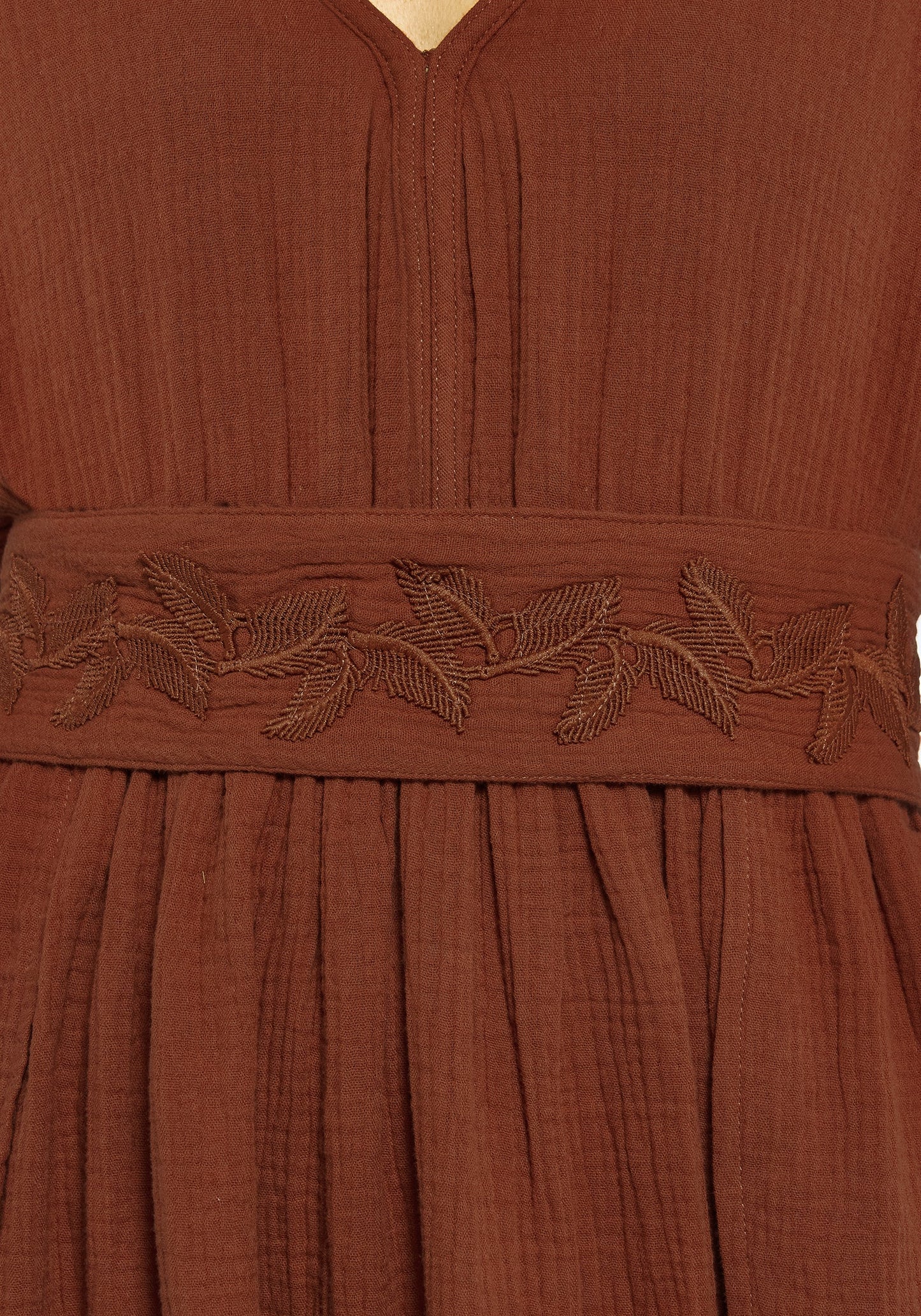 Tiana Cotton Applique Trim Midi Dress