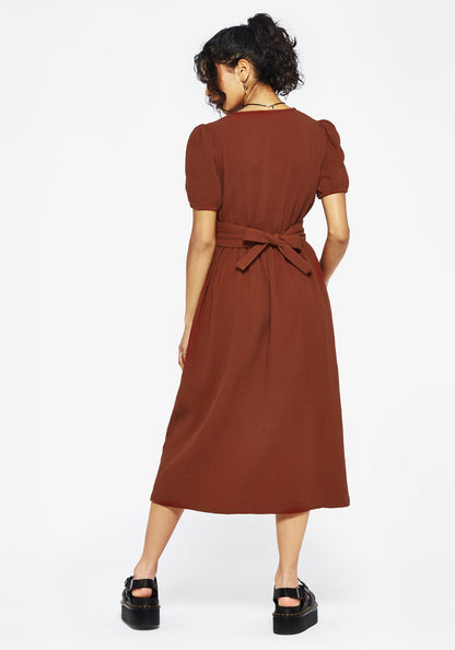 Tiana Cotton Applique Trim Midi Dress