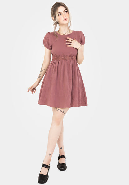 Rosamoth Applique Trim Cotton Mini Smock Dress