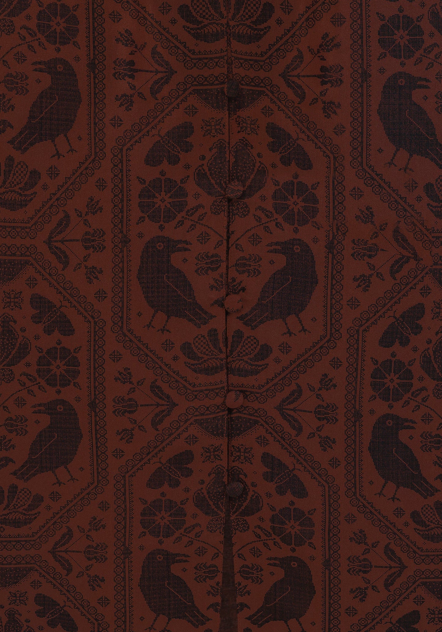 Annabel Raven Print Button Up Midi Dress - Rust