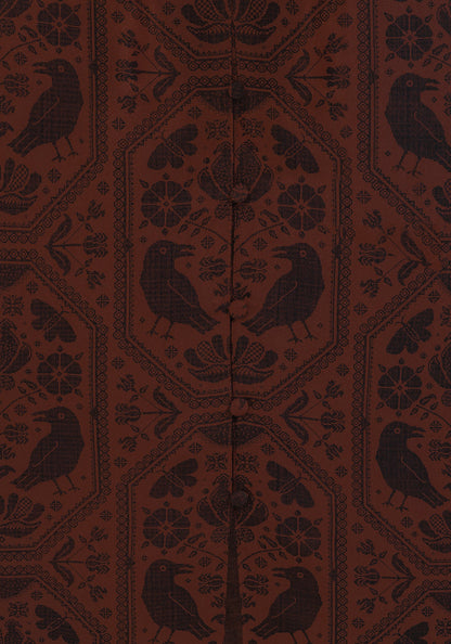 Annabel Raven Print Button Up Midi Dress - Rust