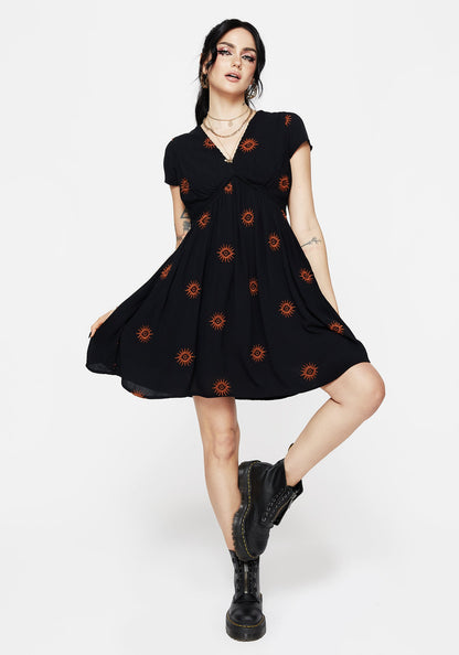 Solstice Embroidered Smock Mini Dress
