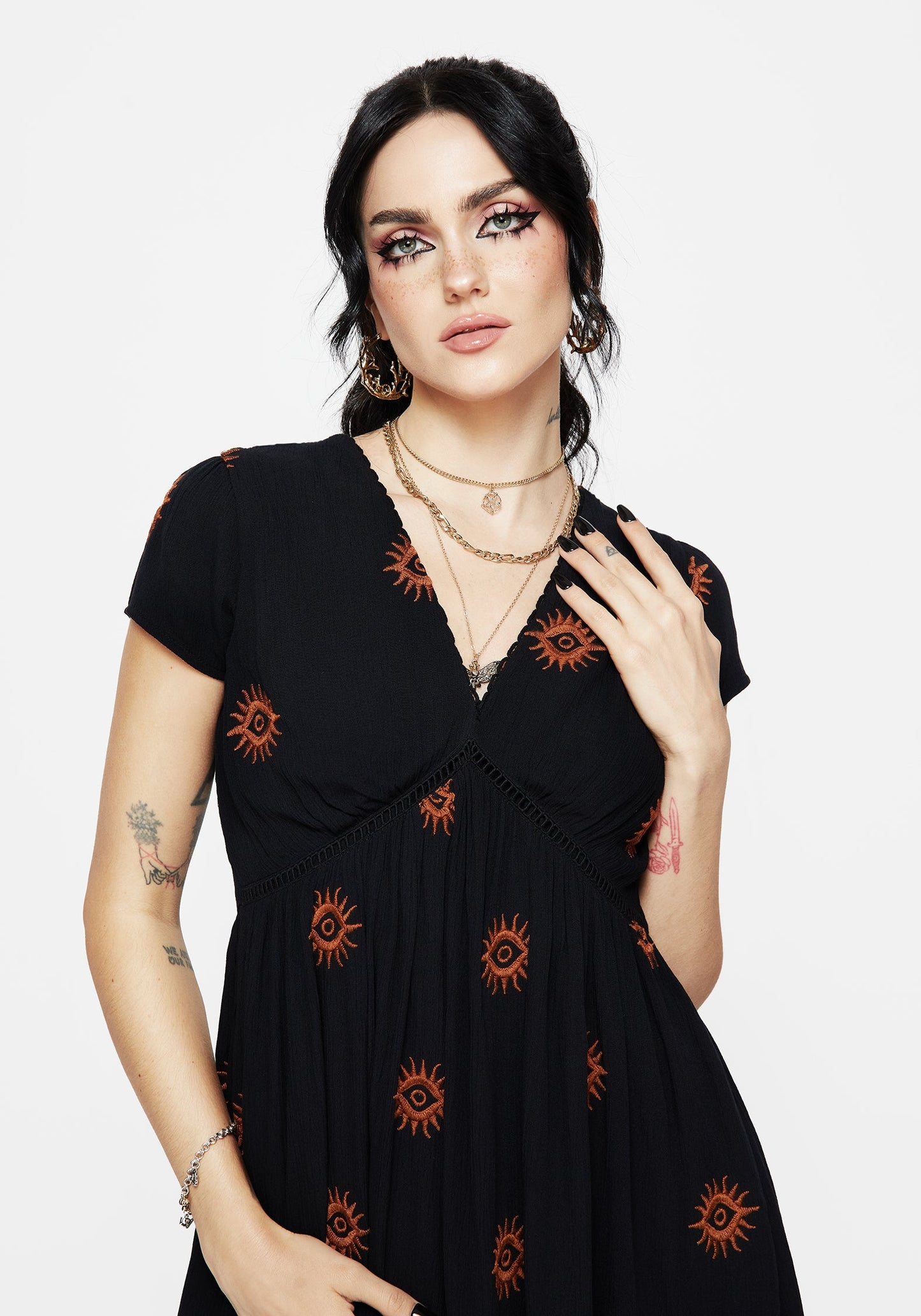 Solstice Embroidered Smock Mini Dress