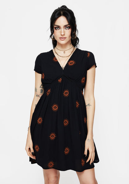 Solstice Embroidered Smock Mini Dress