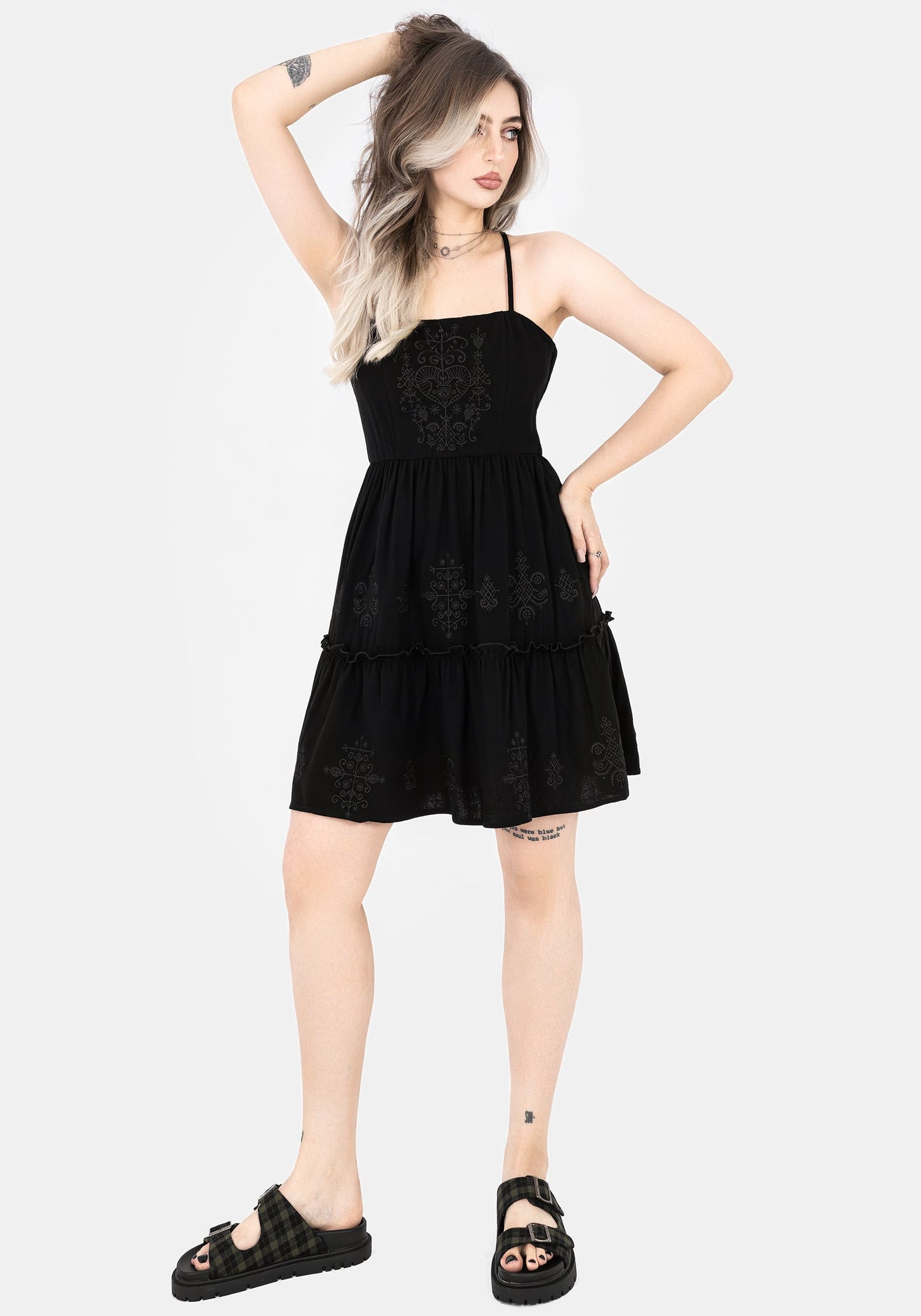 Cordata Embroidered Cami Mini Smock Dress