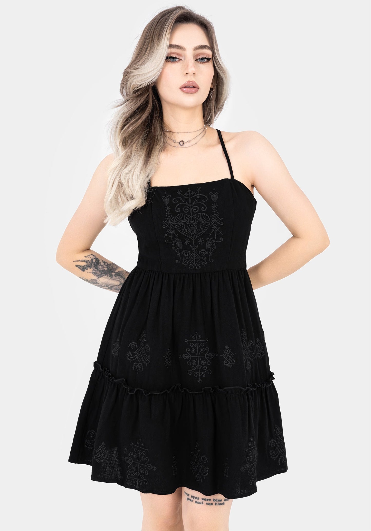 Cordata Embroidered Cami Mini Smock Dress